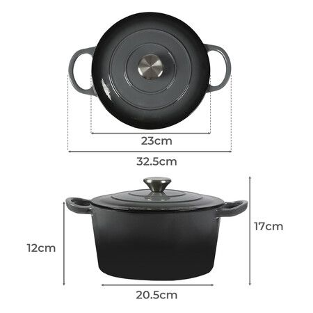 4L Enamel Dutch Oven Pot in Black Colour