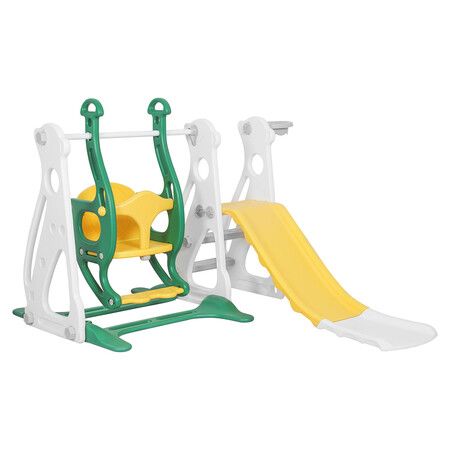 Kids Slide Swing Basketball Ring Green