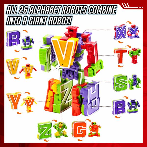 26Pcs Alphabet Toys Number Bots Action Figure Learning Toys Number Robots Toys Educational Toy Gifts for Kids Boys Girls