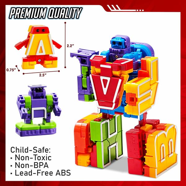 26Pcs Alphabet Toys Number Bots Action Figure Learning Toys Number Robots Toys Educational Toy Gifts for Kids Boys Girls