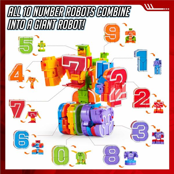 15 Pcs Number Bots Toys Number Bots Action Figure Learning Toys Number Robots Toys Educational Toy Gifts for Kids Boys Girls