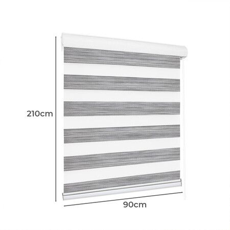 Blackout Zebra Roller Blind Curtains 90x210 Grey