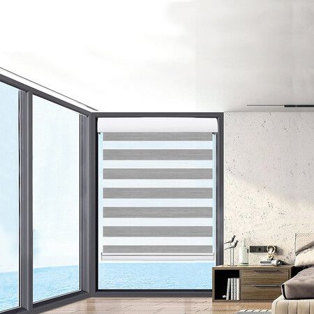 Blackout Zebra Roller Blind Curtains 90x210 Grey