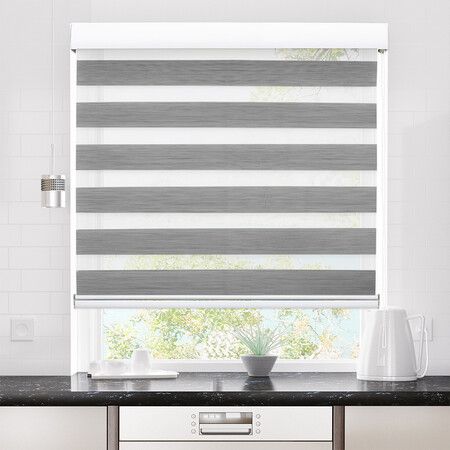 Blackout Zebra Roller Blind Curtains 90x210 Grey