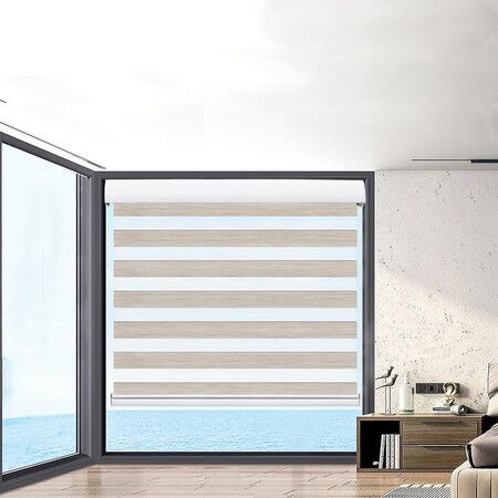 Blackout Zebra Roller Blind Curtains 210x210 Beige