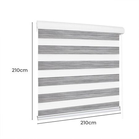 Blackout Zebra Roller Blind Curtains 210x210 Grey