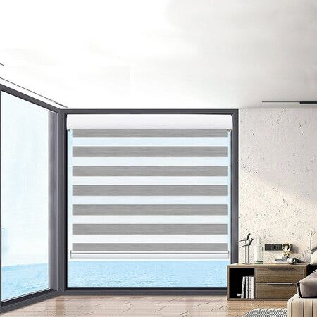 Blackout Zebra Roller Blind Curtains 210x210 Grey