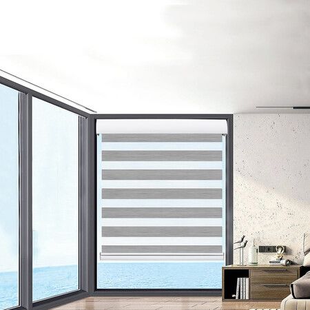 Blackout Zebra Roller Blind Curtains 120x210 Grey