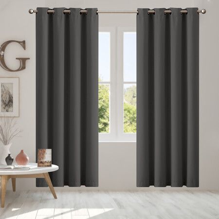 2x Blockout Curtains Panels 3 Layers Charcoal