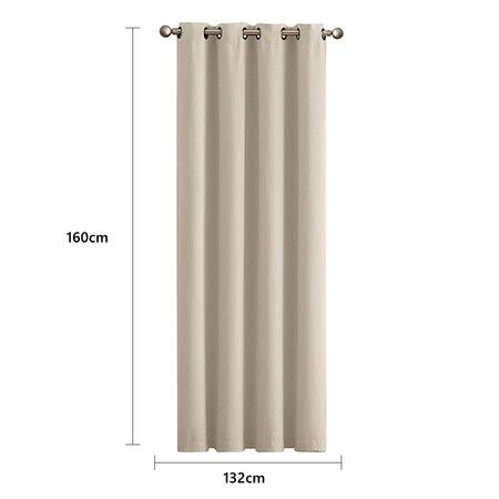 2x Blockout Curtains Panels 3 Layers Beige