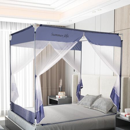 Mosquito Bed Nets Foldable Canopy Square Blue