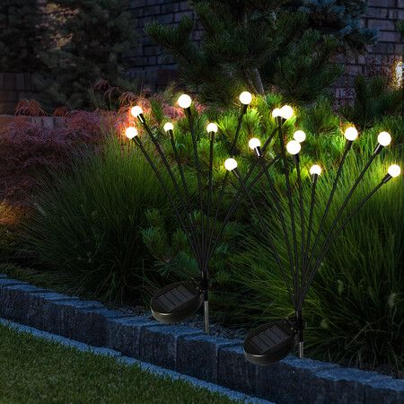 Firfly Solar Lawn Lights 8LED 4PC Outdoor Black