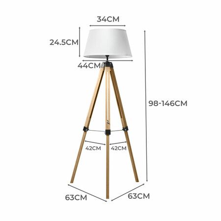 Tripod Wooden Floor Lamp Shaded Natural