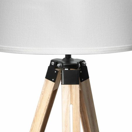 Tripod Wooden Floor Lamp Shaded Natural