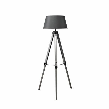 Tripod Wooden Floor Lamp Shaded Grey