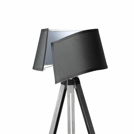 Tripod Wooden Floor Lamp Shaded Grey