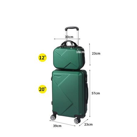 2pcs 20"Travel Luggage Set Green