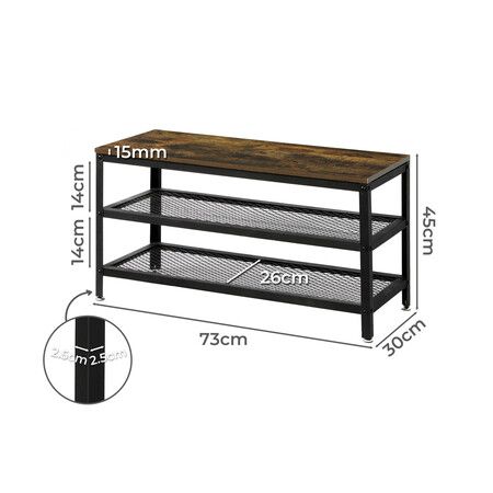 3-Tier Shoe Rack Bench Storage Cabinet 73cm