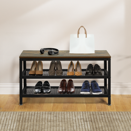 3-Tier Shoe Rack Bench Storage Cabinet 73cm