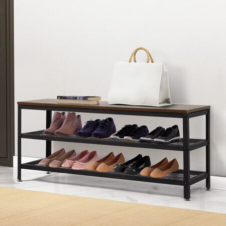 3-Tier Shoe Rack Bench 100cm