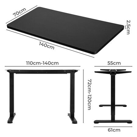 Motorised Standing Desk Adjustable 140cm Black 1000x 1MM