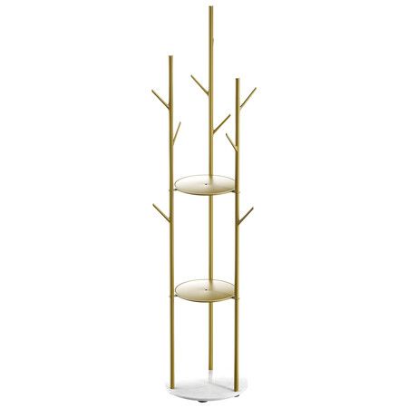 Coat Rack Clothes Stand 8 Hook Organizer Gold