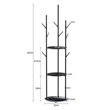 Coat Rack Clothes Stand 8 Hook Organizer Black