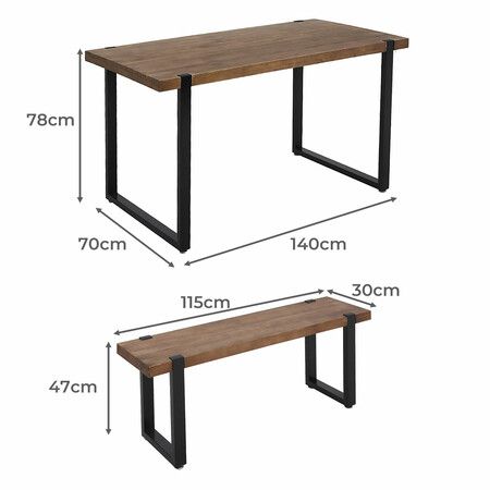 Wooden Dining Sets 1XTable+2X