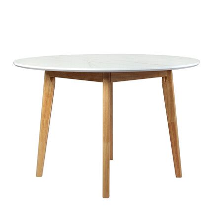 Dining Table Round Rubberwood Base 120cm White 120 CM