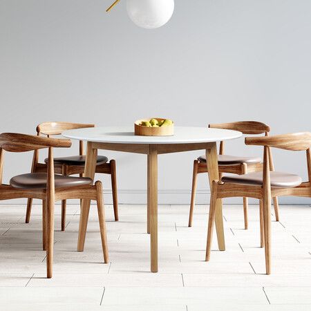 Dining Table Round Rubberwood Base 120cm White 120 CM