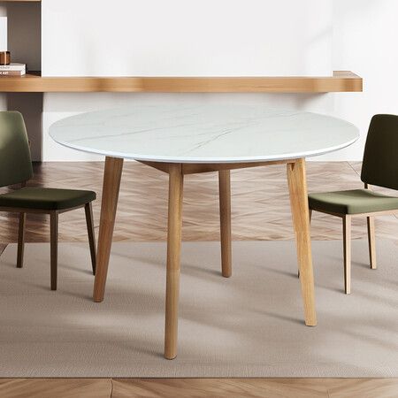 Dining Table Round Rubberwood Base 120cm White 120 CM