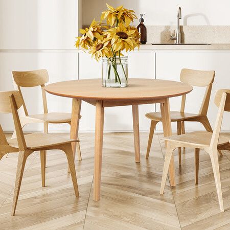 Dining Table Round Rubberwood Base 120cm Natural 120 CM