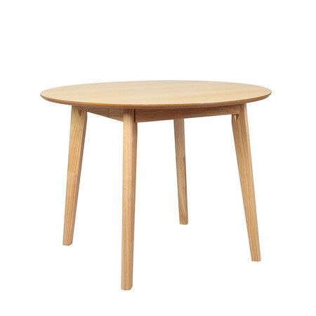 Dining Table Round Rubberwood Base 100cm Natural 100 CM