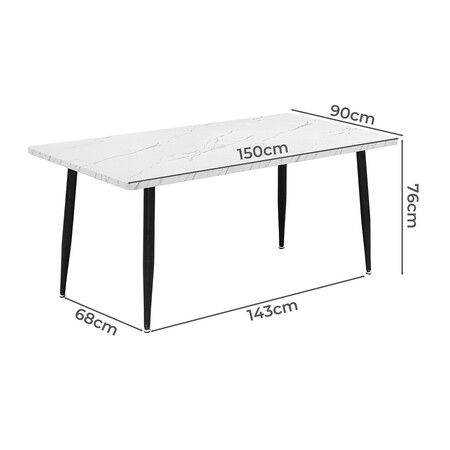 Steel Dining Table 4-6 Seater 150cm