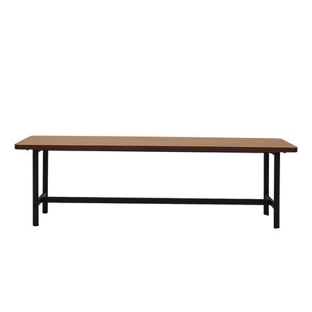 1x Dining Table +1x Bench Set Steel Home Kitchen Farmhouse Brown