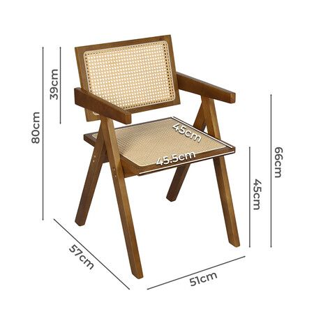 1x Walnut Wicker Armchair Dining Chair