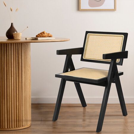 1x Black Wicker Armchair Dining Chair