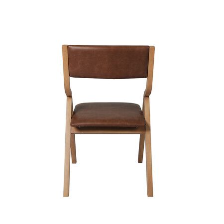 2x Dining Chairs Foldable PU Brown