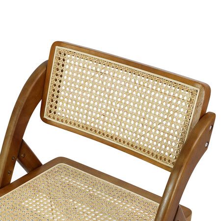 2X Foldable Rattan Dining Chairs Walnut