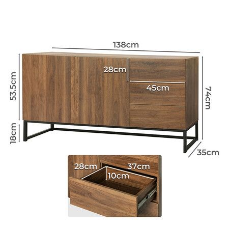 Buffet Sideboard Storage Cabinet Walnut