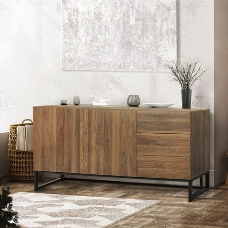 Buffet Sideboard Storage Cabinet Walnut