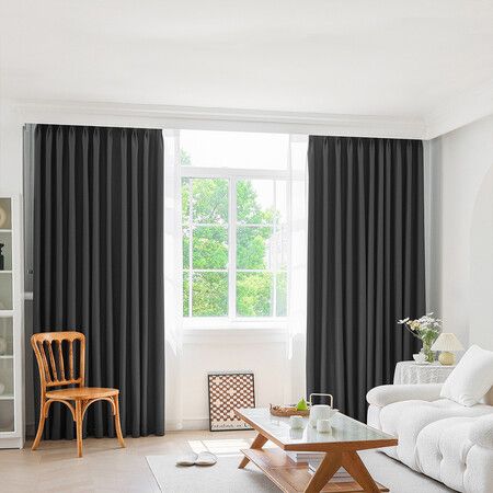 2XBlockout Curtains Chenille 180x250 Grey CD1016-180x250-DG