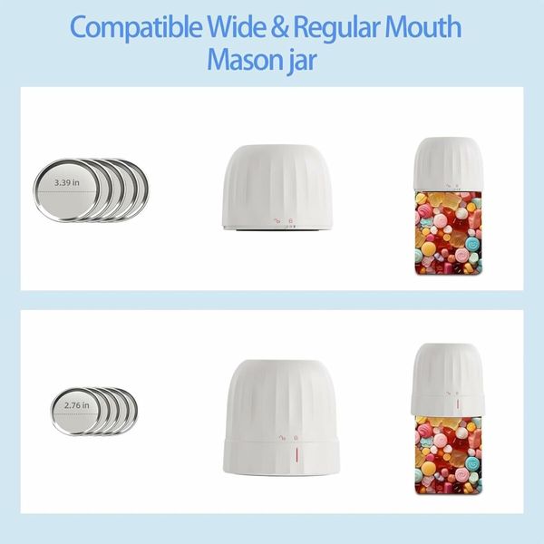 Portable Electric Mason Jar Vacuum Sealer Automatic Air Pump USB Rechargeable For Food Storage Color White