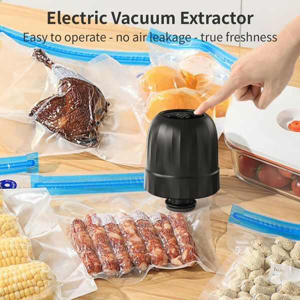 Portable Electric Mason Jar Vacuum Sealer Automatic Air Pump USB Rechargeable For Food Storage Color Black