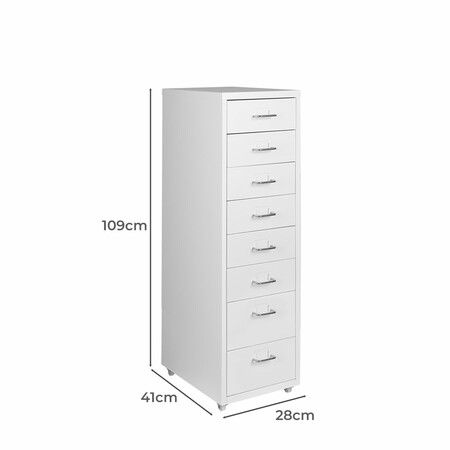 Office Cabinet 8 Drawer Drawers White