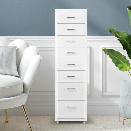 Office Cabinet 8 Drawer Drawers White