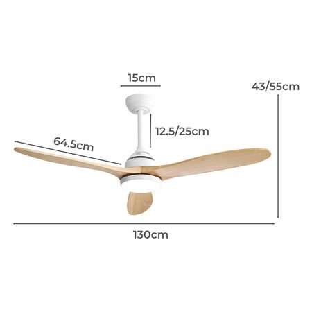 52'' Ceiling Fan LED Light DC Natural