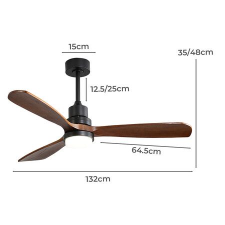 52'' Wood Ceiling Fan DC Motor Walnut