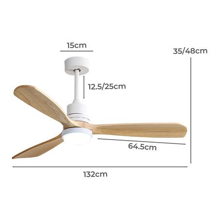 Ceiling Fan 52'' DC Motor Wood Natural