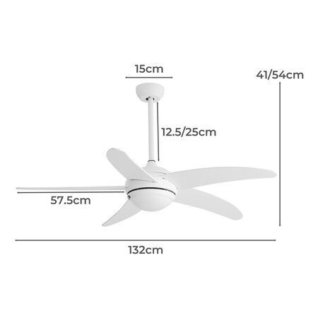 Ceiling Fan 52'' DC Motor Wood White